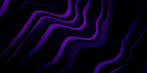 Dark Purple, Pink vector template with wry lines. Abstract illustration with gradient bows. Template for cellphones.