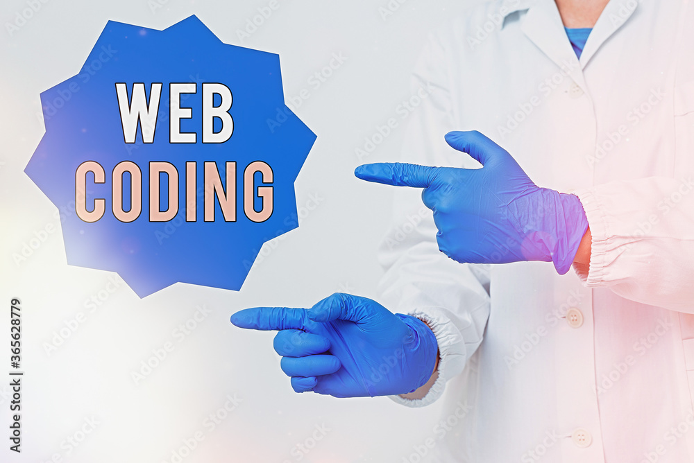 Poster writing note showing web coding. business concept for a system of symbols and rules used to represen