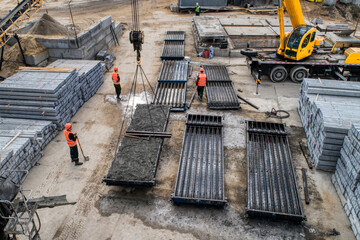 Factory for the production of reinforced concrete piles.