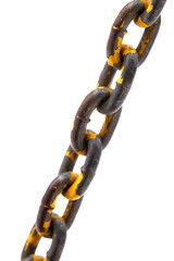 Old metal chain on a white isolated background.