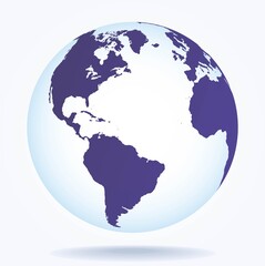 Fototapeta na wymiar Earth hemispheres with continents, realistic world map in globe shape