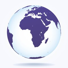 Earth hemispheres with continents,  realistic world map in globe shape