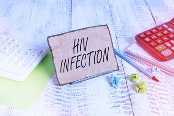 Word writing text Hiv Infection. Business photo showcasing A disease of the immune system due to...