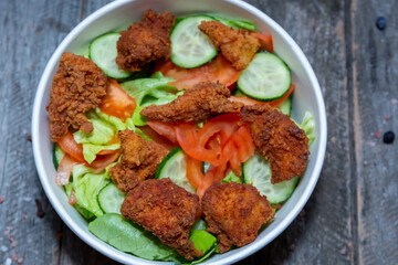 Chicken salad with cucumbers and tomatoes