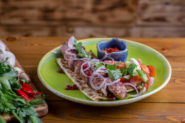 Spicy hot grilled meat, a summer BBQ