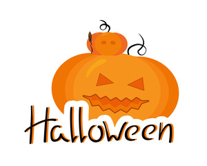 Naklejka premium Happy Halloween vector pumpkin. Vector illustration for your design