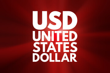 USD - United States Dollar acronym, business concept background