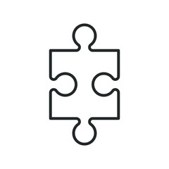Jigsaw puzzle piece flat icon symbol. Teamwork connection logo sign. Vector illustration image. Isolated on white background.