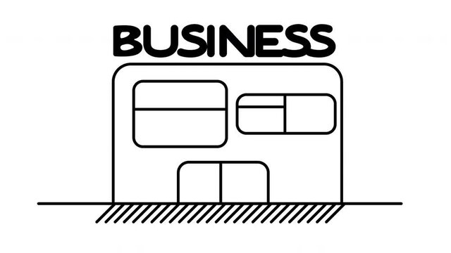 Self-drawing small line stall on a white background. Stock clip of the first entry-level business. 4k video for a whiteboard animation.