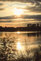 beautiful sunset in Moravia lake