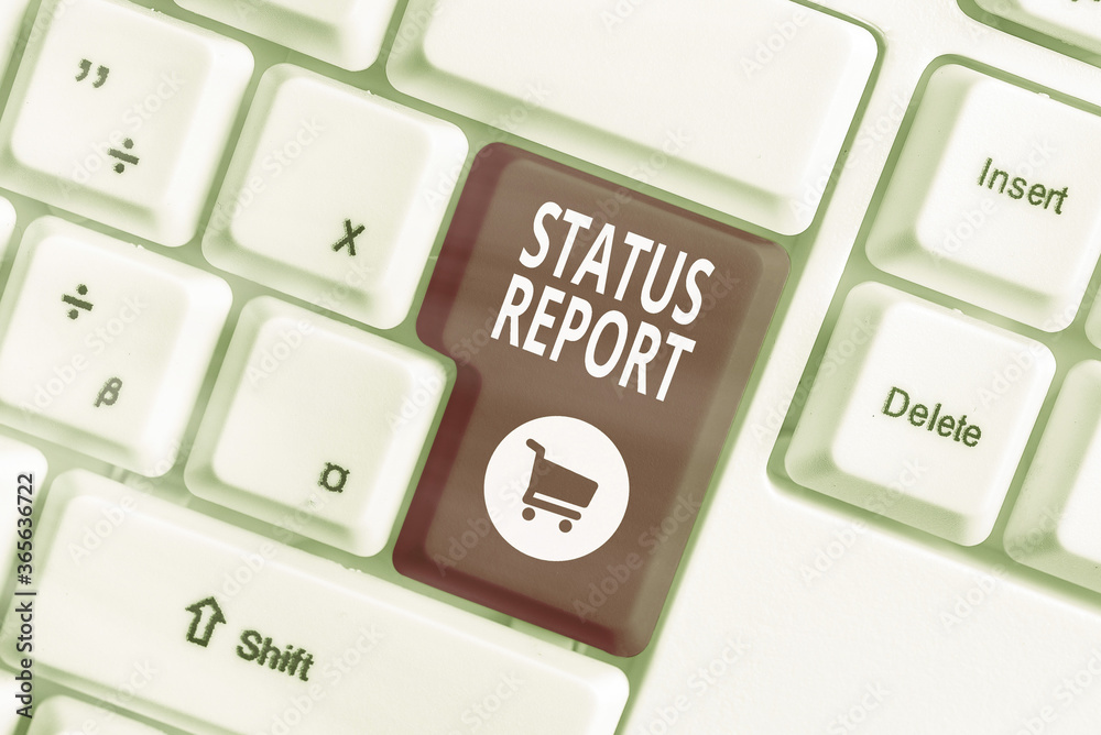 Poster text sign showing status report. business photo showcasing summarizes the particular situation as of