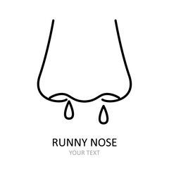 Linear vector icon. Runny nose. Antiviral drawing. Illustration on the theme of coronavirus.