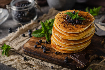 Vintage pancakes with berries