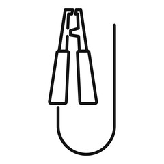 Electric car clamp icon. Outline electric car clamp vector icon for web design isolated on white background