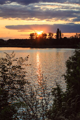 Fototapeta premium beautiful sunset in Moravia lake