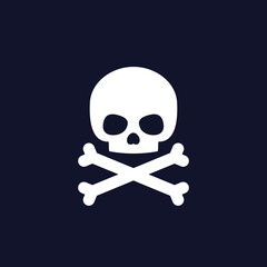 danger icon, skull and bones vector
