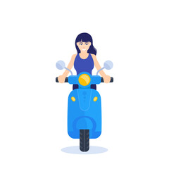 Girl on scooter, vector illustration