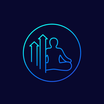 meditation and growth line vector icon