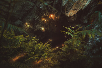 Magical cave with mountain spirits