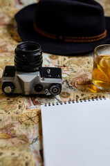 old camera on vintage background