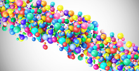 Pile of multicolor balls abstract background with copy space