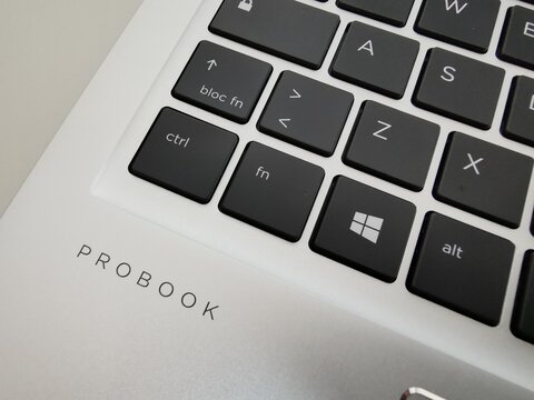 Detail of the keyboard of an HP Probook model laptop