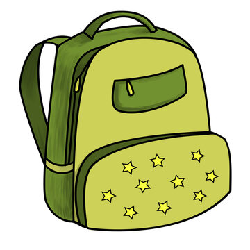 recommend clip art: green backpack with the stars. illustration. Back to school.