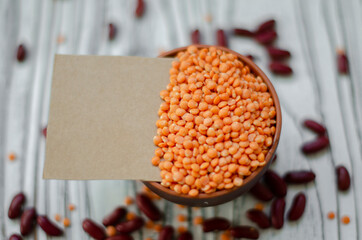red lentils in a clay small plate