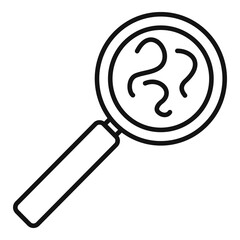 Parasite worms under magnifier icon. Outline parasite worms under magnifier vector icon for web design isolated on white background