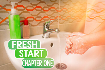 Conceptual hand writing showing Fresh Start Chapter One. Concept meaning changes in your...