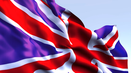 British flag in the wind, computer graphics. English flag,