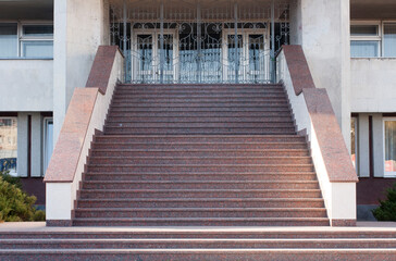 Symmetrical photo of a granite staircase