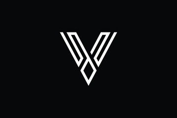 Minimal Innovative Initial logo and WV logo. Letter V creative elegant Monogram. Premium Business logo icon. White color on black background