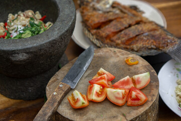 Thai food ingredients Spicy boiled, spicy salad ,To pounding mortar