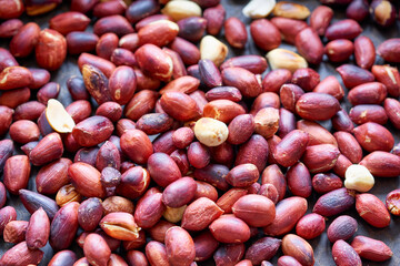 Roasted peanuts in a frying pan