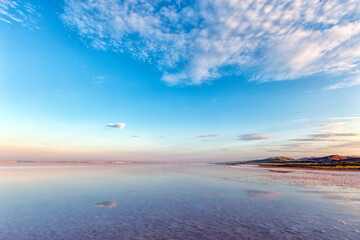 Fototapeta premium Landscape of Salt Lake. Salt Lake ( Turkish: Tuz Golu meaning Salt Lake ) is the second largest lake in Turkey with its 1,665 km2 surface area and one of the largest hypersaline lakes in the world.