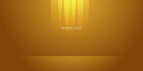 Yellow studio background. Empty vivid yellow studio room, modern workshop interior in perspective. Website wallpaper vector mockup