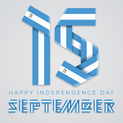 September 15, Guatemala Independence Day congratulatory design with guatemalan flag colors. Vector illustration.