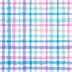 Gingham seamless pattern. watercolor strokes texture for textile: shirts, plaid, tablecloths, clothes, blankets, paper, makeup. vector checkered summer print
