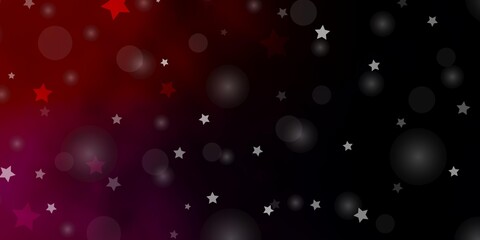 Dark Blue, Red vector background with circles, stars. Abstract illustration with colorful spots, stars. Design for wallpaper, fabric makers.