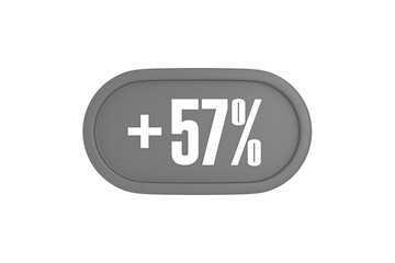 Fototapeta premium 57 Percent increase 3d sign in grey color isolated on white background, 3d illustration.