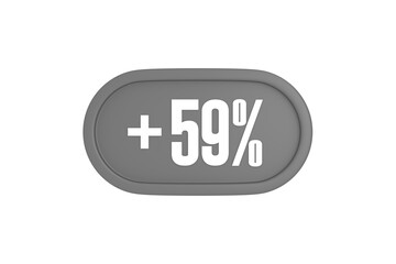 59 Percent increase 3d sign in grey color isolated on white background, 3d illustration.