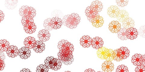 Light orange vector doodle background with flowers.