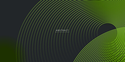 Template Corporate Concept Geometric Circle green and Black Contrast on Dark Background.