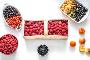 Composition with a variety of fresh berries and fruits