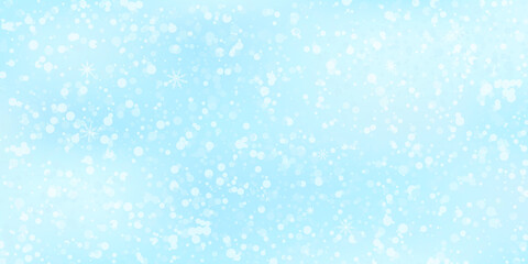 Snowflakes. Snow, snowfall. Falling scattered white snowflakes on a gradient background. Vector