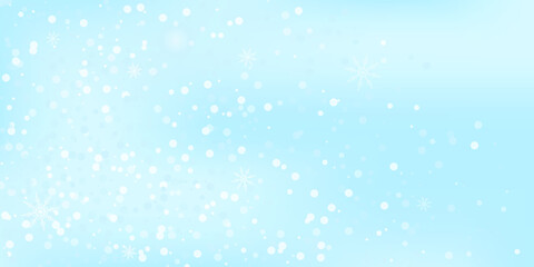 Snowflakes. Snow, snowfall. Falling scattered white snowflakes on a gradient background. Vector