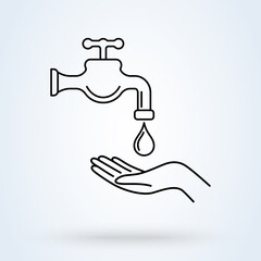 Wash your hands vector illustration in line design style. Perfect icon for prevention of virus infection, sanitary and hygiene concept.