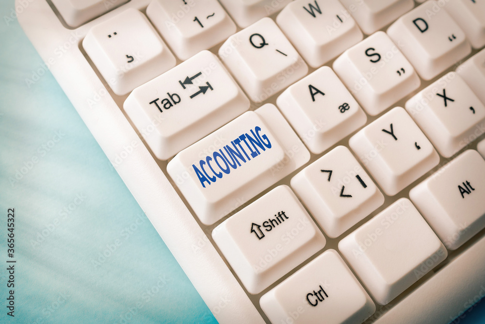 Fototapete writing note showing accounting. business concept for the documentation of financial transactions re