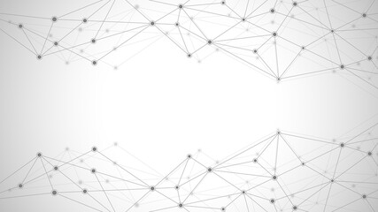 Abstract polygonal background with connecting dots and lines. Global network connection, digital technology and communication concept.